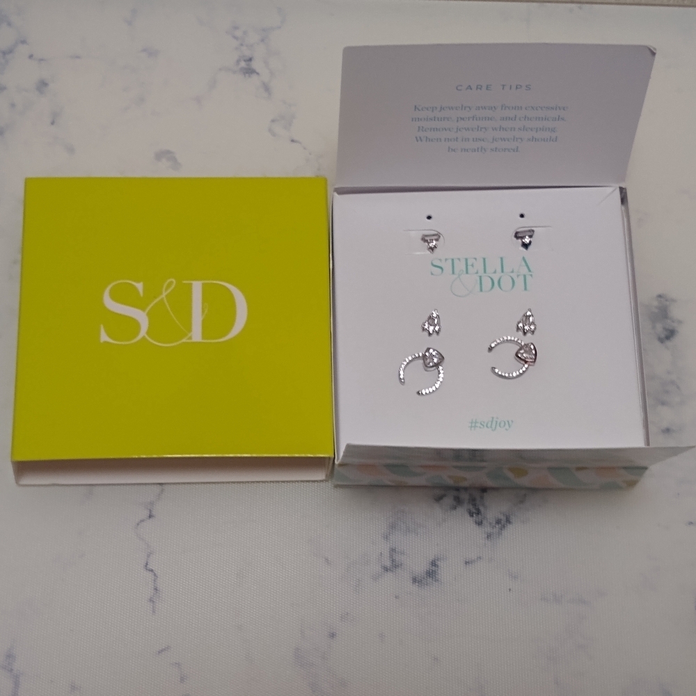 Stella & Dot Earring Trio Set - Silver